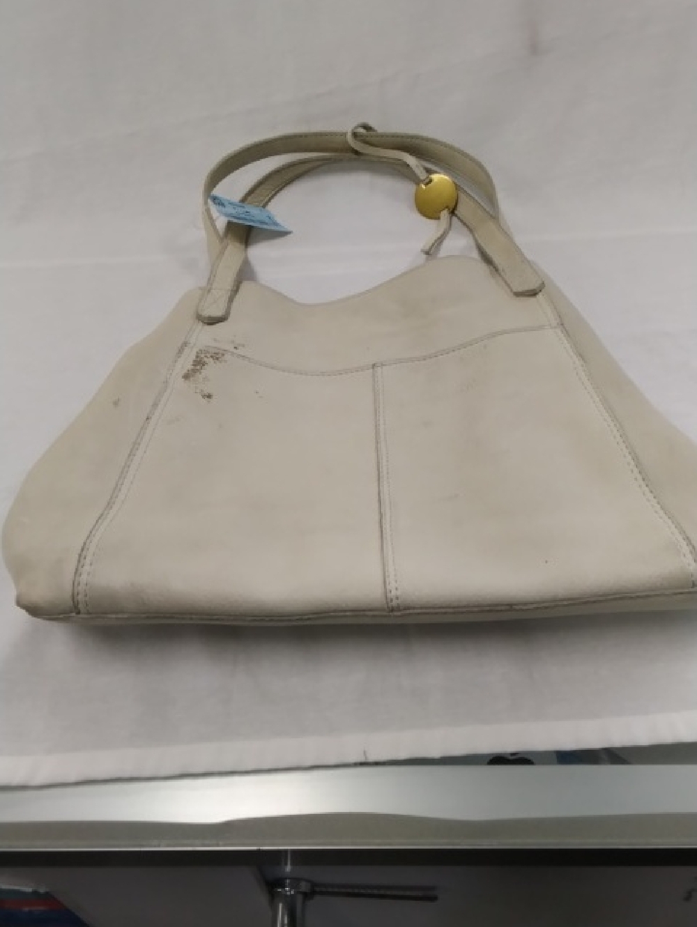 Cream Leather Tote Bag - Soft Shoulder Satchel